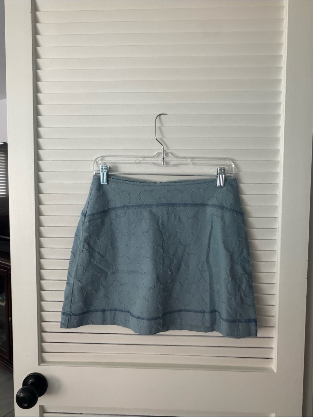 Urban Outfitters Dusty Blue Mini Skirt with Embroidered Detail